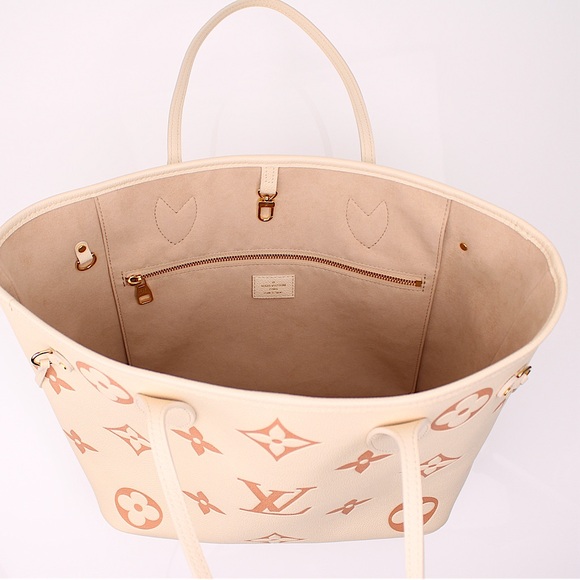Louis Vuitton MM Neverfull Monogram Empreinte Giant In Crème Rose Trianon Pink - Picture 8 of 15